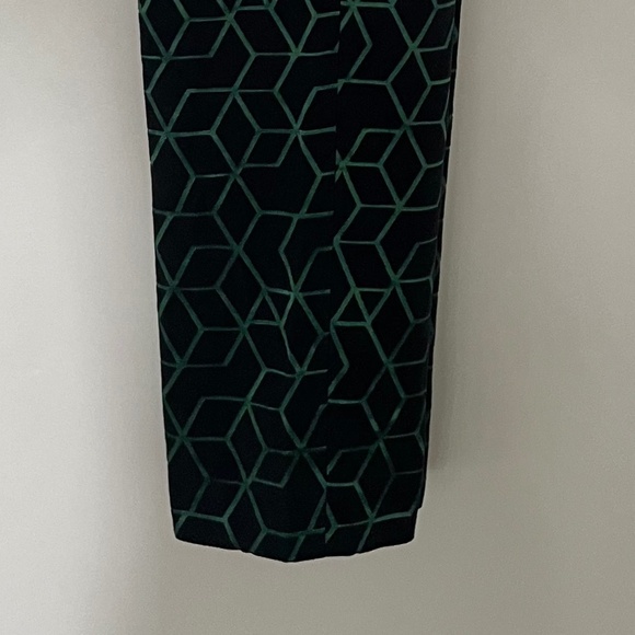Halogen Women's Quinn Fit Ankle Pants Geo-Metallic Pattern Green Black, Size 10 - Picture 7 of 8